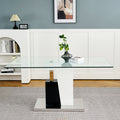 Modern Style Glass Table, Pu Fabric Chair Electroplated Chair Legs, Solid Support Base, Furniture Made Of Selected Materials To Highlight Fashion, Suitable For Living Room Use Set Of 5 White Mdf Metal