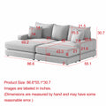 86.6Inch Corduroy 3 Seater Sofa With 3 Back Pillows2 Toss Pillows And Two Ottoman ,Comfy Sofa Deep Seat Couch For Living Room Beige Corduroy