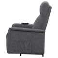 Charcoal Power Lift Recliner With Massage Function Grey Chenille Power Remote Wood Primary Living Space Cushion Back Contemporary,Modern Flared Arms Foam Upholstered