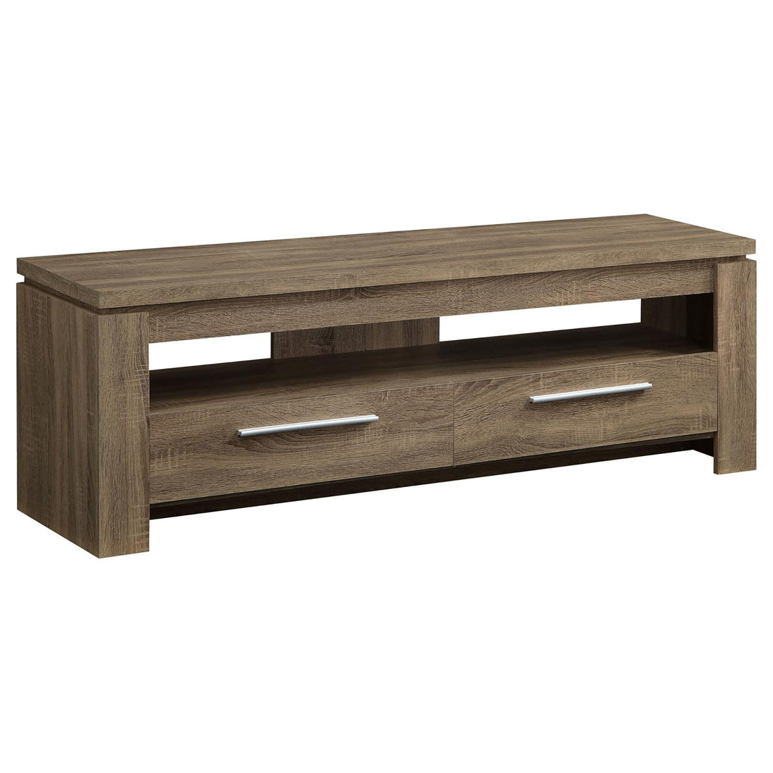 Weathered Brown 59 Inch 2 Drawer Tv Console Brown Primary Living Space 50 59 Inches 60 69 Inches Transitional 65 Inches Wood