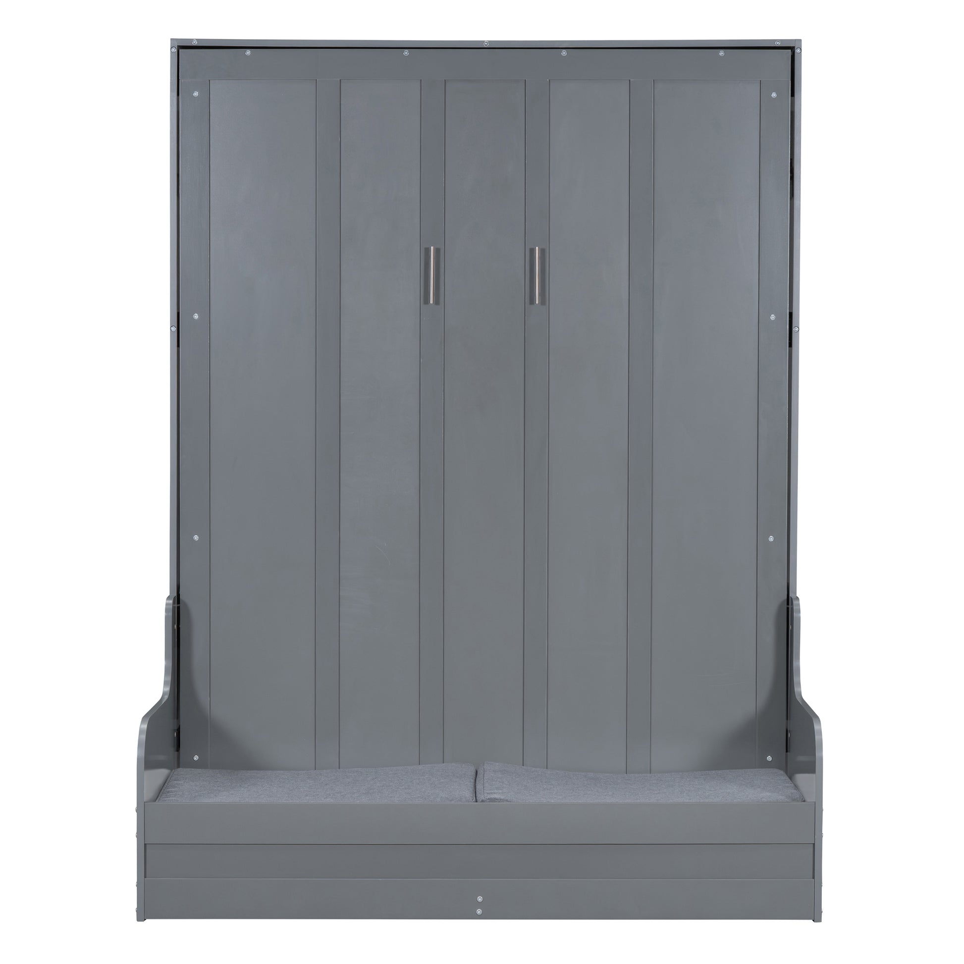 Queen Size Murphy Bed Wall Bed With Cushion,Gray Queen Gray Mdf Lvl