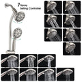 Drill Free Stainless Steel Slide Bar Combo Rain Showerhead 7 Setting Hand, Dual Shower Head Spa System Brushed Nickel Abs