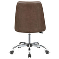 Brown And Chrome Adjustable Desk Chair Brown Office Transitional Office Chairs Solid Back Foam Adjustable Height Upholstered