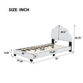 Twin Size Upholstered Boucle Fabric Platform Bed With Cloud Shaped Headboard White Upholstered