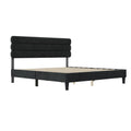 King Bed Frame With Headboard,Sturdy Platform Bed With Wooden Slats Support,No Box Spring,Mattress Foundation,Easy Assembly Dark Grey Dark Grey Wood