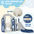 Toddler Slide And Swing Set 5 In 1, Kids Playground Climber Slide Playset With Telescope, Freestanding Combination For Babies Indoor & Outdoor Grey Blue Hdpe