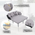 Outdoor Patio Daybed, Woven Nylon Rope Backrest With Washable Cushions For Balcony, Poolside, Set For 2 Person, Gray Yes Complete Patio Set Black Gray Weather Resistant Frame Stain Resistant Cushions Garden & Outdoor Casual Complete Patio Sets Foam Pvc