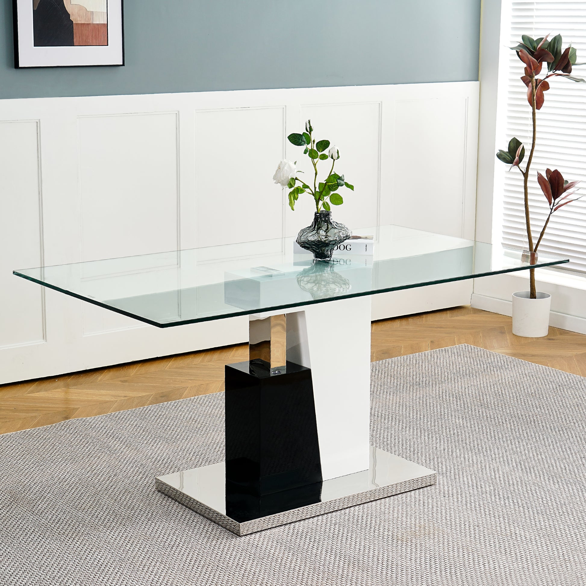 Modern Style Glass Table, Elegant Transparent Design, Durable Support Base, Solid, Selected Materials Made Of Furniture Display Fashion, Suitable For The Living Room Set Of 5 Grey Silver Seats 4 Mdf Glass