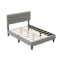 Full Bed Frame With Headboard,Sturdy Platform Bed With Wooden Slats Support,No Box Spring,Mattress Foundation,Easy Assembly Light Gray Wood