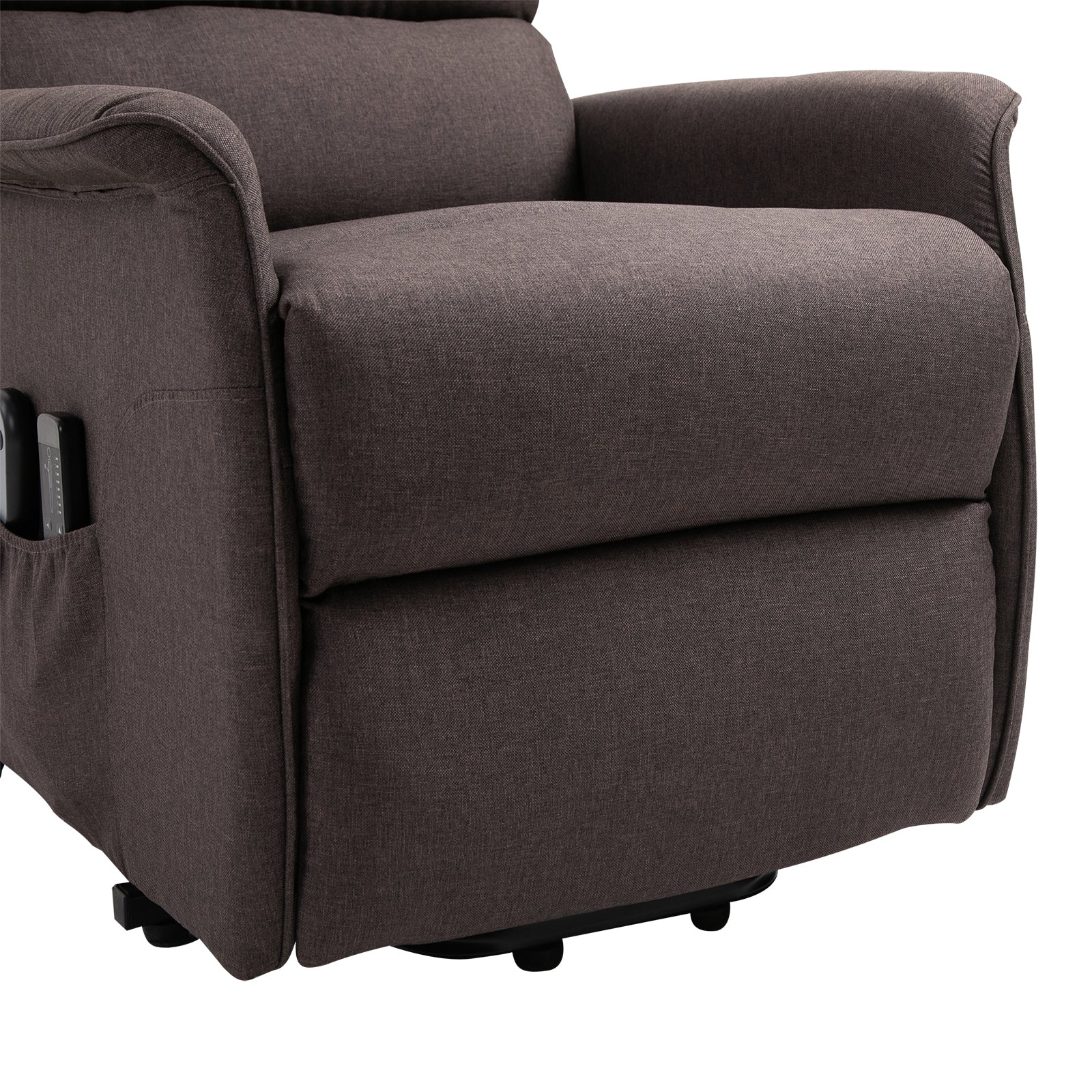 Electric Power Lift Recliner Chair For Elderly, Fabric Lift Chair With Remote Control, Side Pockets For Living Room, Brown Brown Polyester