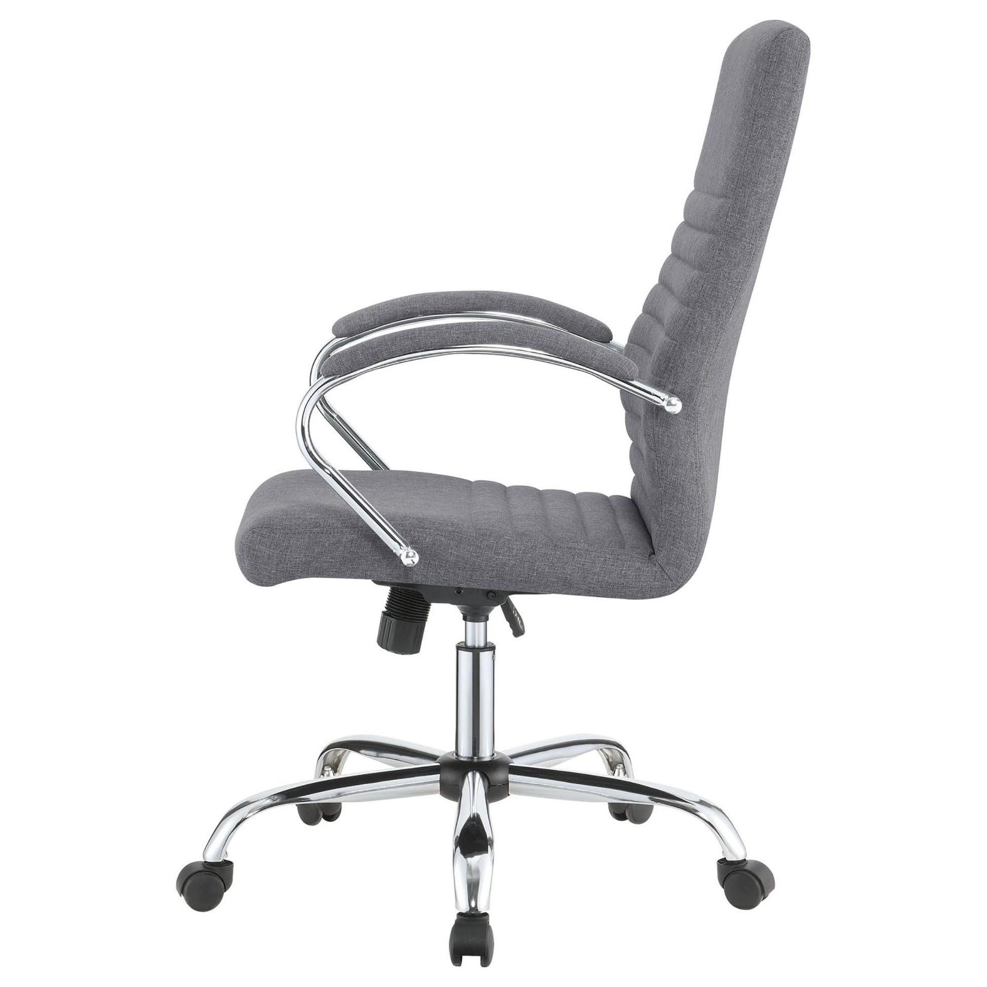 Grey And Chrome Adjustable Desk Chair Grey Office Contemporary,Modern Office Chairs Foam Adjustable Height Upholstered