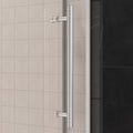 56'' 60'' W X 76'' H Single Sliding Frameless Shower Door With 3 8 Inch 10Mm Clear Glass In Brushed Nickel Brushed Nickel Stainless Steel