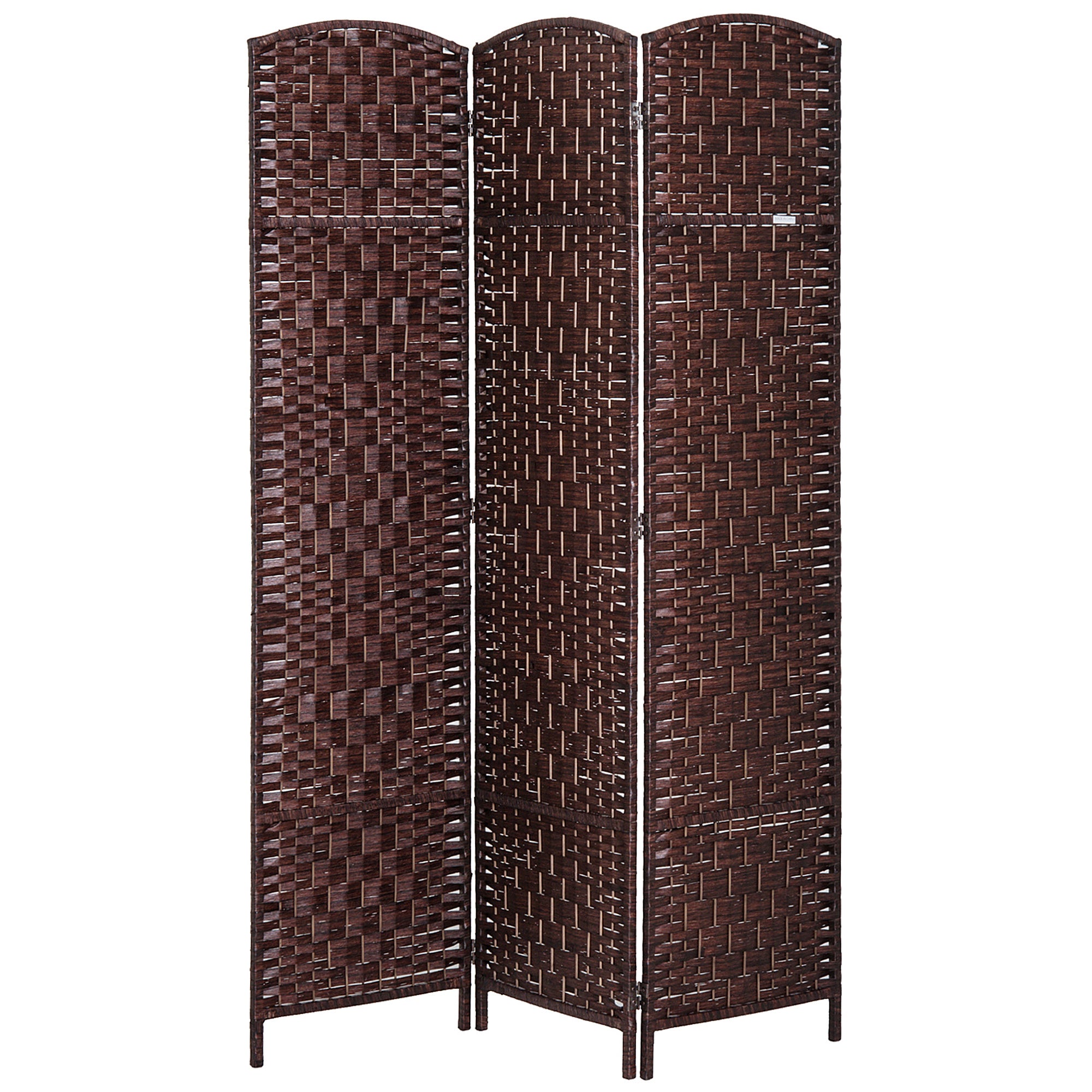 6' Tall Wicker Weave 3 Panel Room Divider Privacy Screen Brown Brown Wood