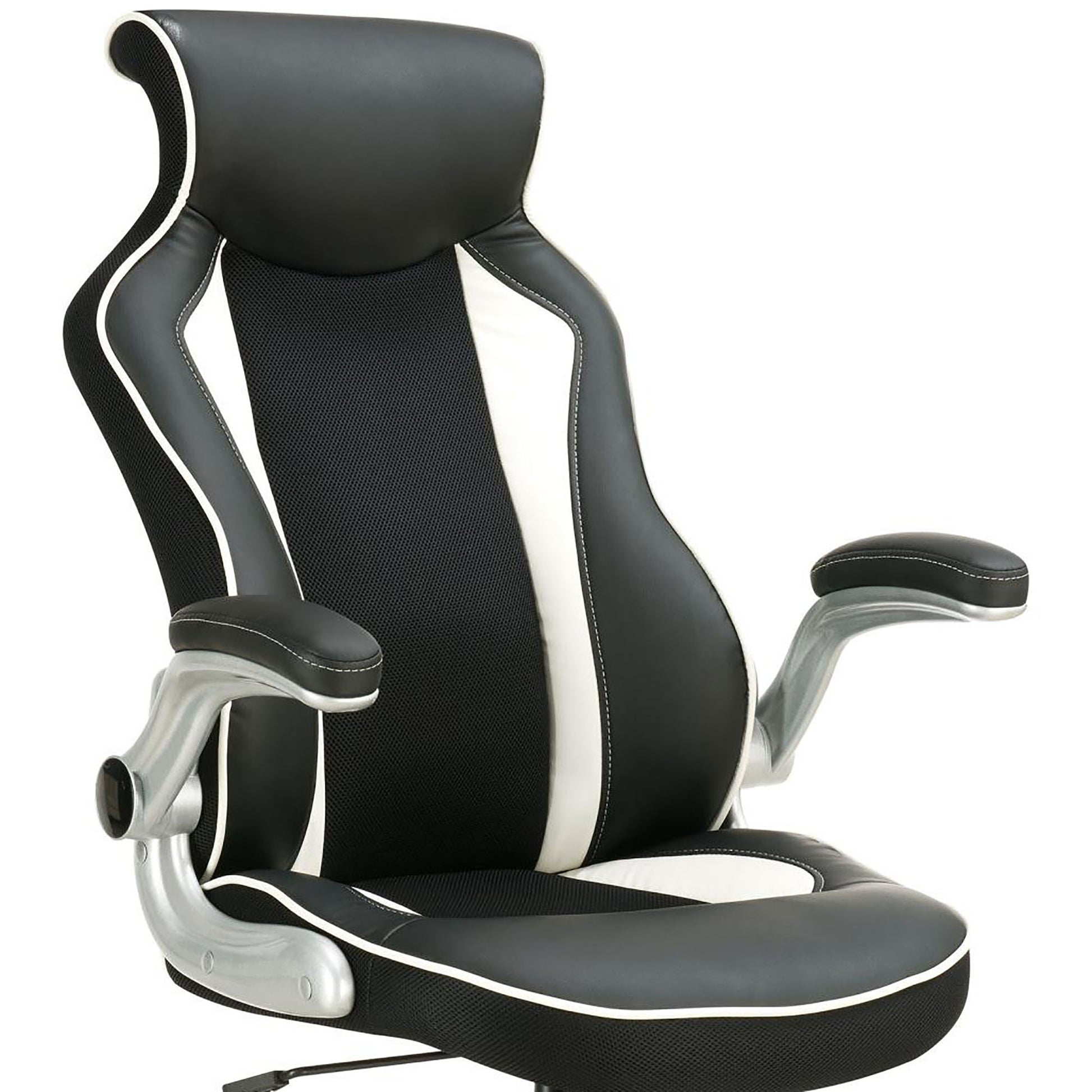Black And Silver Adjustable Height Office Chair Black Office Spot Clean Contemporary,Modern Foam Casters Upholstered