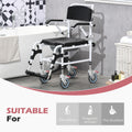 Accessibility Commode Wheelchair, Rolling Shower Wheelchair With 4 Castor Wheels, Rectangle Detachable Bucket, & Waterproof Design, 17