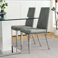 Modern Style Glass Table, Elegant Transparent Design, Durable Support Base, Solid, Selected Materials Made Of Furniture Display Fashion, Suitable For The Living Room Set Of 5 Grey Silver Seats 4 Mdf Glass