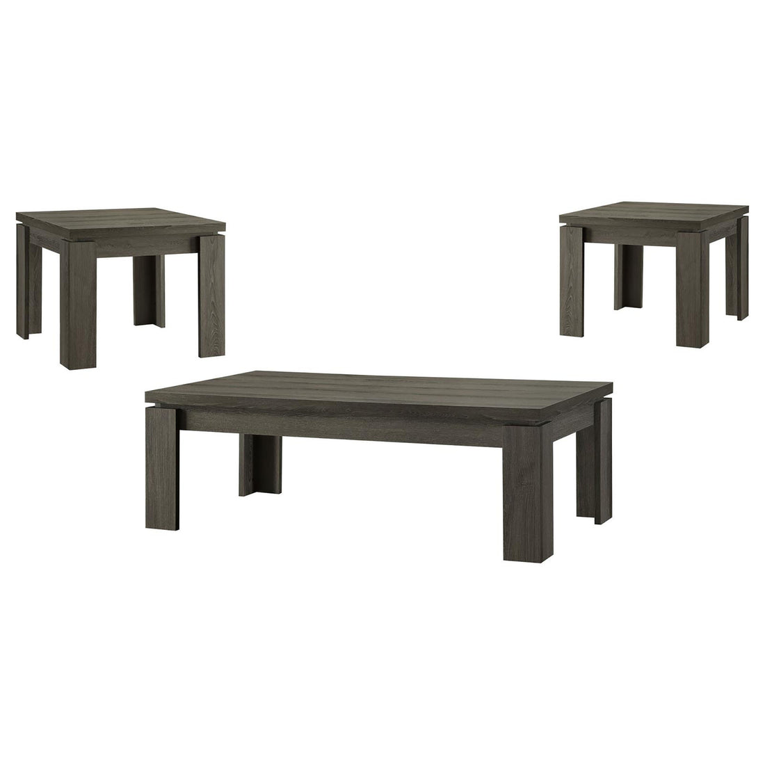 Weathered Grey 3 Piece Floating Top Occasional Set Grey Gray Primary Living Space Contemporary,Modern Rectangular Coffee & End Tables Wood