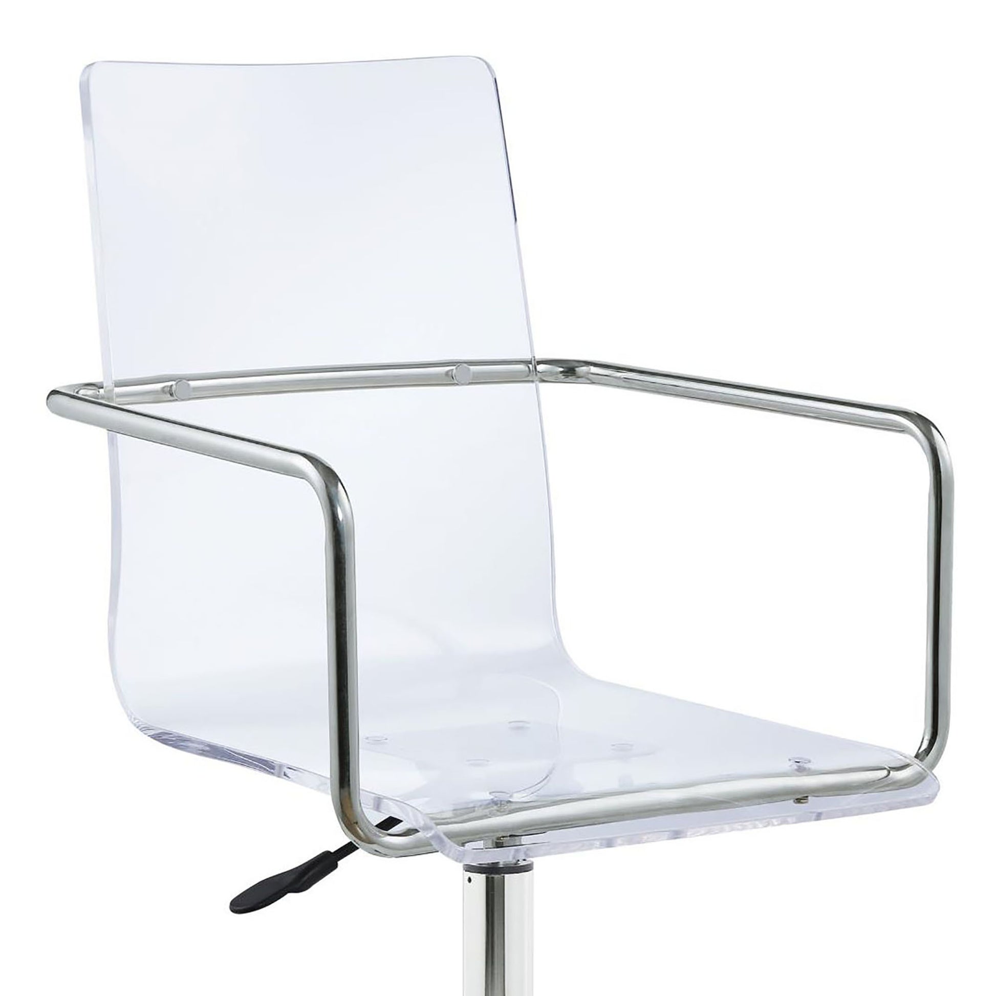 Clear And Chrome Acrylic Office Chair With Casters Clear Office Wipe Clean Contemporary,Modern Office Chairs Solid Back Adjustable Height Acrylic