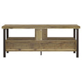 Weathered Pine And Dark Bronze 2 Drawer Tv Console Brown Primary Living Space 50 59 Inches 60 69 Inches Rustic 60 Inches Wood