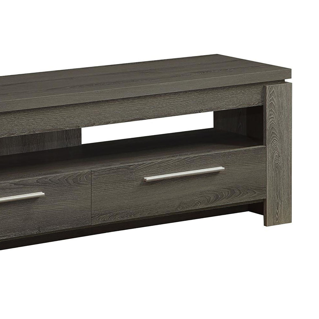 Weathered Grey 59 Inch 2 Drawer Tv Console Grey Gray Primary Living Space 50 59 Inches 60 69 Inches Transitional 60 Inches Wood