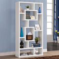 White 10 Shelf Open Back Bookcase 8 Or More White Geometric Horizontal Primary Living Space Open Back Wood Contemporary,Modern Wood