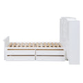 Twin Size Wood Platformbed With Vertical All In One Cabinet And 4 Drawers On Each Side, White Twin White Solid Wood Mdf