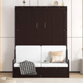 Queen Size Murphy Bed Wall Bed With Cushion,Espresso Queen Espresso Mdf Lvl