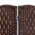 6' Tall Wicker Weave 4 Panel Room Divider Privacy Screen Brown Brown Wood