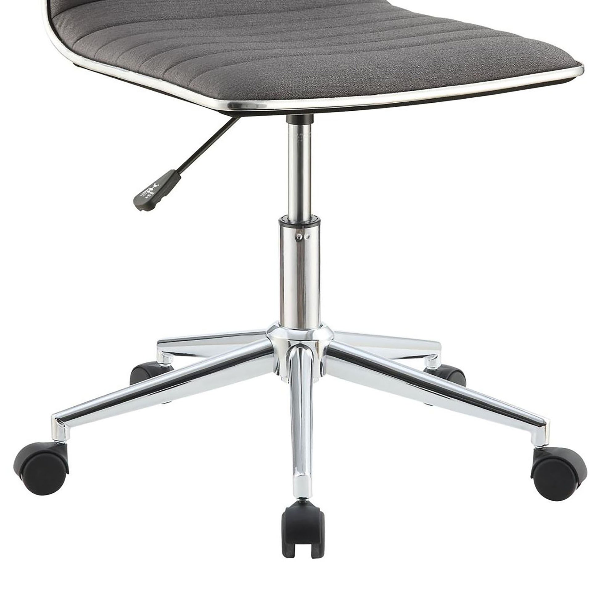 Grey And Chrome Armless Office Chair With Casters Grey Office Contemporary,Modern Office Chairs Foam Adjustable Height Upholstered