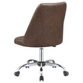 Brown And Chrome Adjustable Desk Chair Brown Office Transitional Office Chairs Solid Back Foam Adjustable Height Upholstered