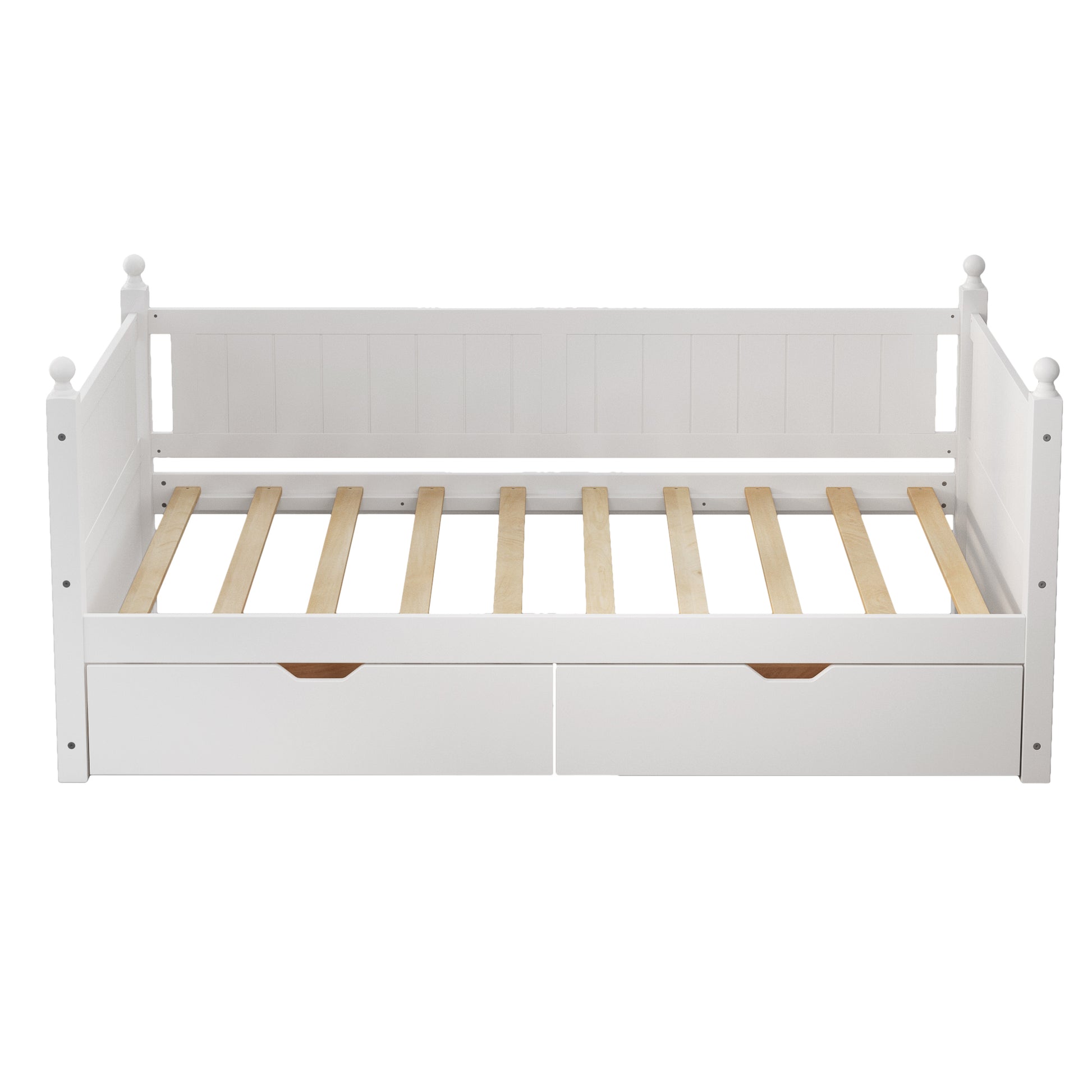 Twin Size Solid Wood Daybed With 2 Drawers For Limited Space Kids, Teens, Adults, No Need Box Spring, White Box Spring Not Required Twin White Wood Bedroom Mid Century Modern,Modern Pine Daybeds Wood