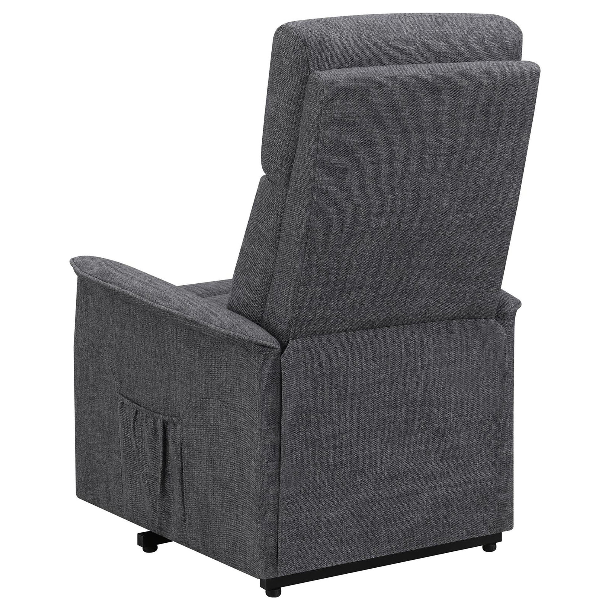 Charcoal Power Lift Recliner With Massage Function Grey Chenille Power Remote Wood Primary Living Space Cushion Back Contemporary,Modern Flared Arms Foam Upholstered