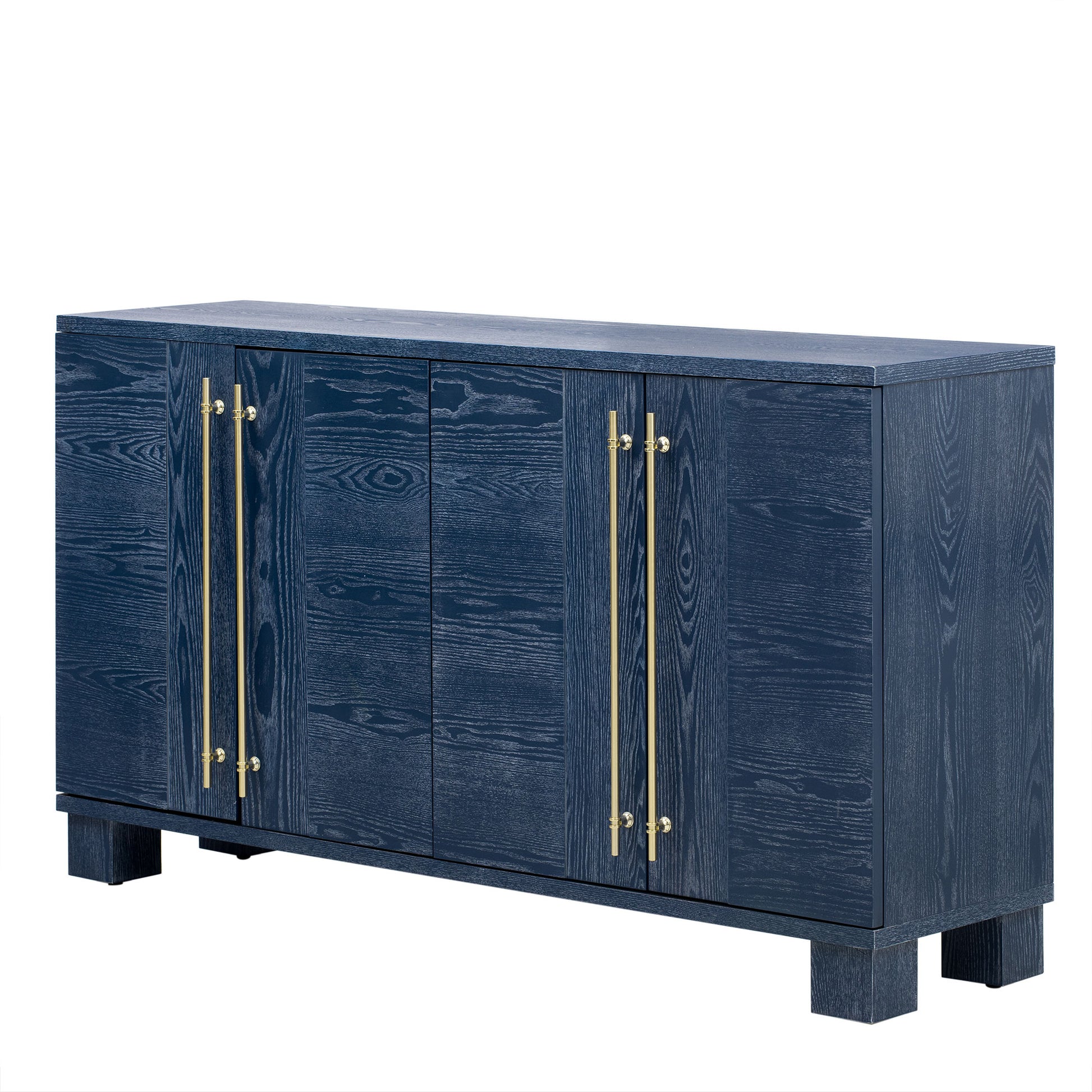 Wood Traditional Style Sideboard With Adjustable Shelves And Gold Handles For Kitchen, Dining Room And Living Room Antique Navy Antique Navy Mdf