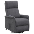 Charcoal Power Lift Recliner With Massage Function Grey Chenille Power Remote Wood Primary Living Space Cushion Back Contemporary,Modern Flared Arms Foam Upholstered