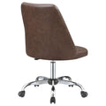 Brown And Chrome Adjustable Desk Chair Brown Office Transitional Office Chairs Solid Back Foam Adjustable Height Upholstered