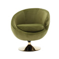 360 Degree Swivel Cuddle Barrel Accent Chairs, Round Armchairs With Wide Upholstered, Fluffy Fabric Chair For Living Room, Bedroom, Office, Waiting Rooms Olive Green Velvet