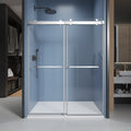 72'' 76'' W X 76'' H Soft Closing Double Sliding Frameless Shower Door With 3 8 Inch 10Mm Clear Glass In Chrome Chrome Stainless Steel