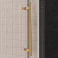62'' 66'' W X 76'' H Single Sliding Frameless Shower Door With 3 8 Inch 10Mm Clear Glass In Brushed Gold Brushed Gold Stainless Steel