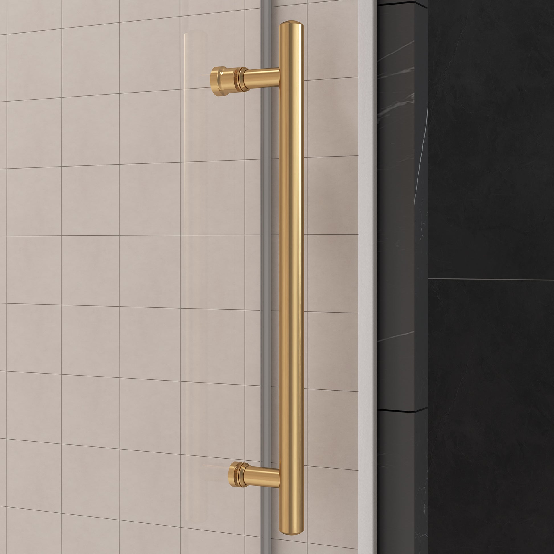 62'' 66'' W X 76'' H Single Sliding Frameless Shower Door With 3 8 Inch 10Mm Clear Glass In Brushed Gold Brushed Gold Stainless Steel