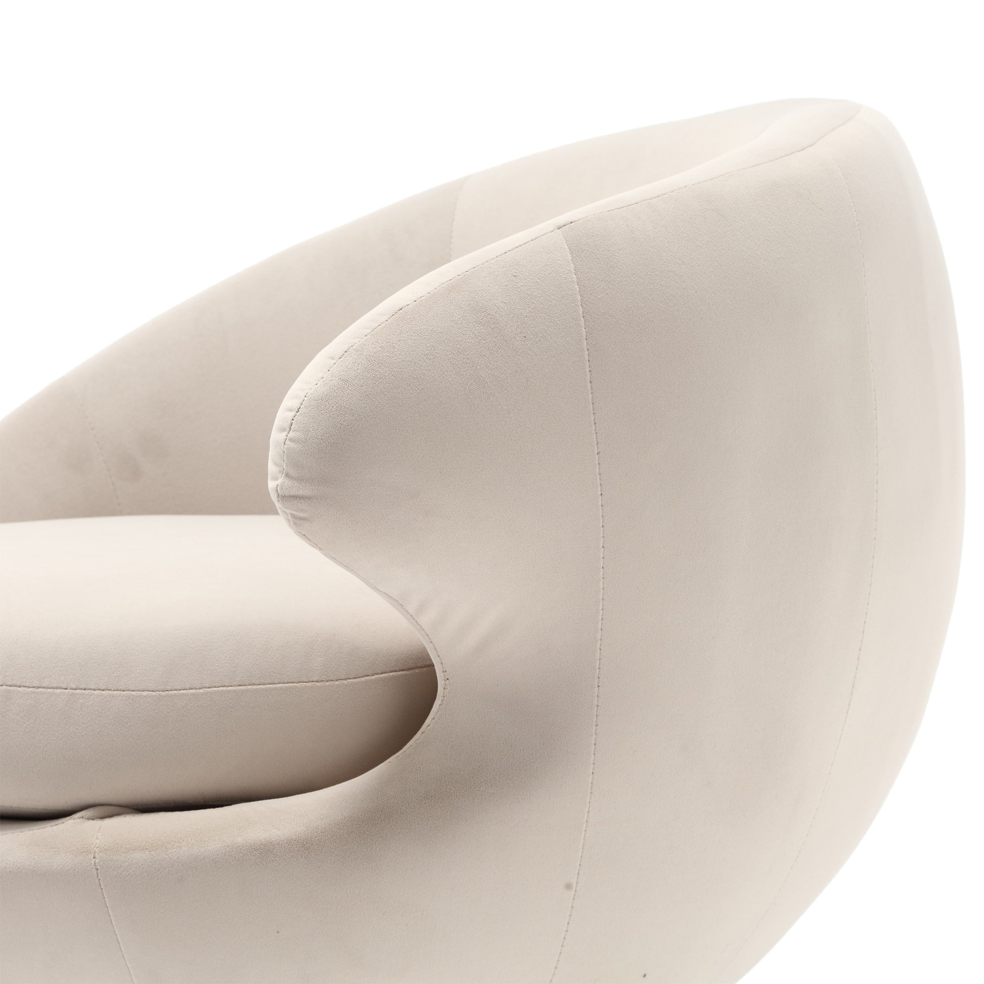 360 Degree Swivel Cuddle Barrel Accent Chairs, Round Armchairs With Wide Upholstered, Fluffy Fabric Chair For Living Room, Bedroom, Office, Waiting Rooms Beige Velvet