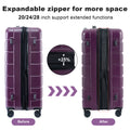 Luggage Sets Model Expandable Abs Pc 3 Piece Sets With Spinner Wheels Lightweight Tsa Lock 20 24 28 ,Deep Purple Purple Abs Pc