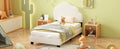 Twin Size Upholstered Boucle Fabric Platform Bed With Cloud Shaped Headboard White Upholstered