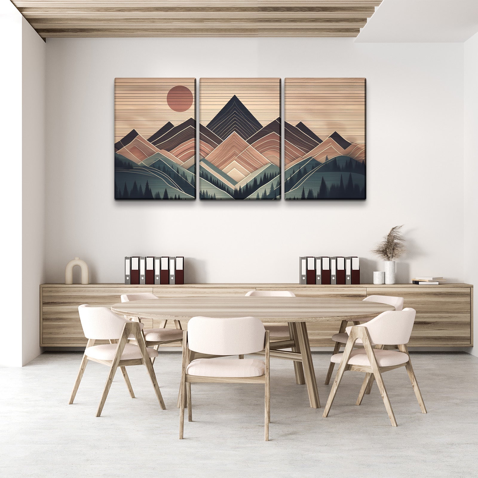 3 Panels Framed Abstract Wood Grain Boho Style Mountain & Forest Canvas Wall Art Decor,3 Pieces Mordern Canvas Decoration Painting For Office,Dining Room,Living Room, Bedroom Decor Ready To Hang Rectangle Framed Multicolor Oversized 41In Canvas Nature