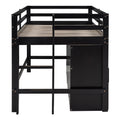 Twin Size Loft Bed With 4 Drawers, Underneath Cabinet And Shelves, Espresso Espresso Solid Wood Mdf