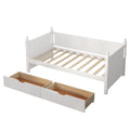 Twin Size Solid Wood Daybed With 2 Drawers For Limited Space Kids, Teens, Adults, No Need Box Spring, White Box Spring Not Required Twin White Wood Bedroom Mid Century Modern,Modern Pine Daybeds Wood