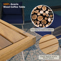 K&K 4 Piece Boho Rope Patio Furniture Set, Outdoor Furniture With Acacia Wood Table, Patio Conversation Set With Deep Seating & Thick Cushion For Backyard Porch Balcony, Navy Blue Yes Complete Patio Set Navy Blue Weather Resistant Frame Fade Resistant