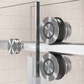 68'' 72'' W X 76'' H Single Sliding Frameless Shower Door With 3 8 Inch 10Mm Clear Glass In Brushed Nickel Brushed Nickel Stainless Steel