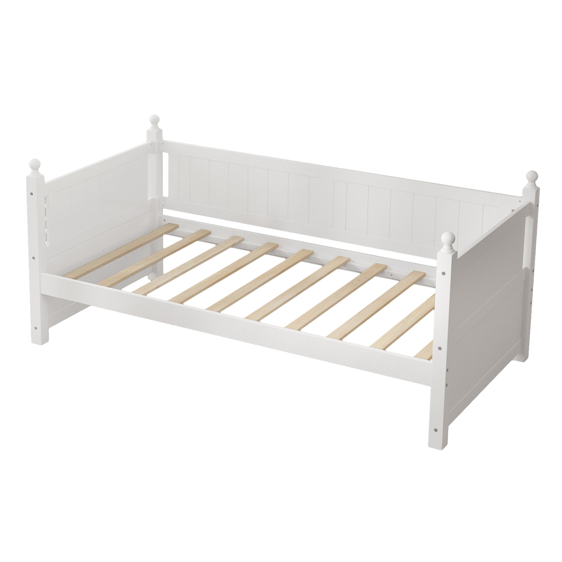 Twin Size Solid Wood Daybed With Trundle For Limited Space Kids, Teens, Adults, No Need Box Spring, White Box Spring Not Required Twin White Wood Bedroom Mid Century Modern,Modern Pine Daybeds Wood