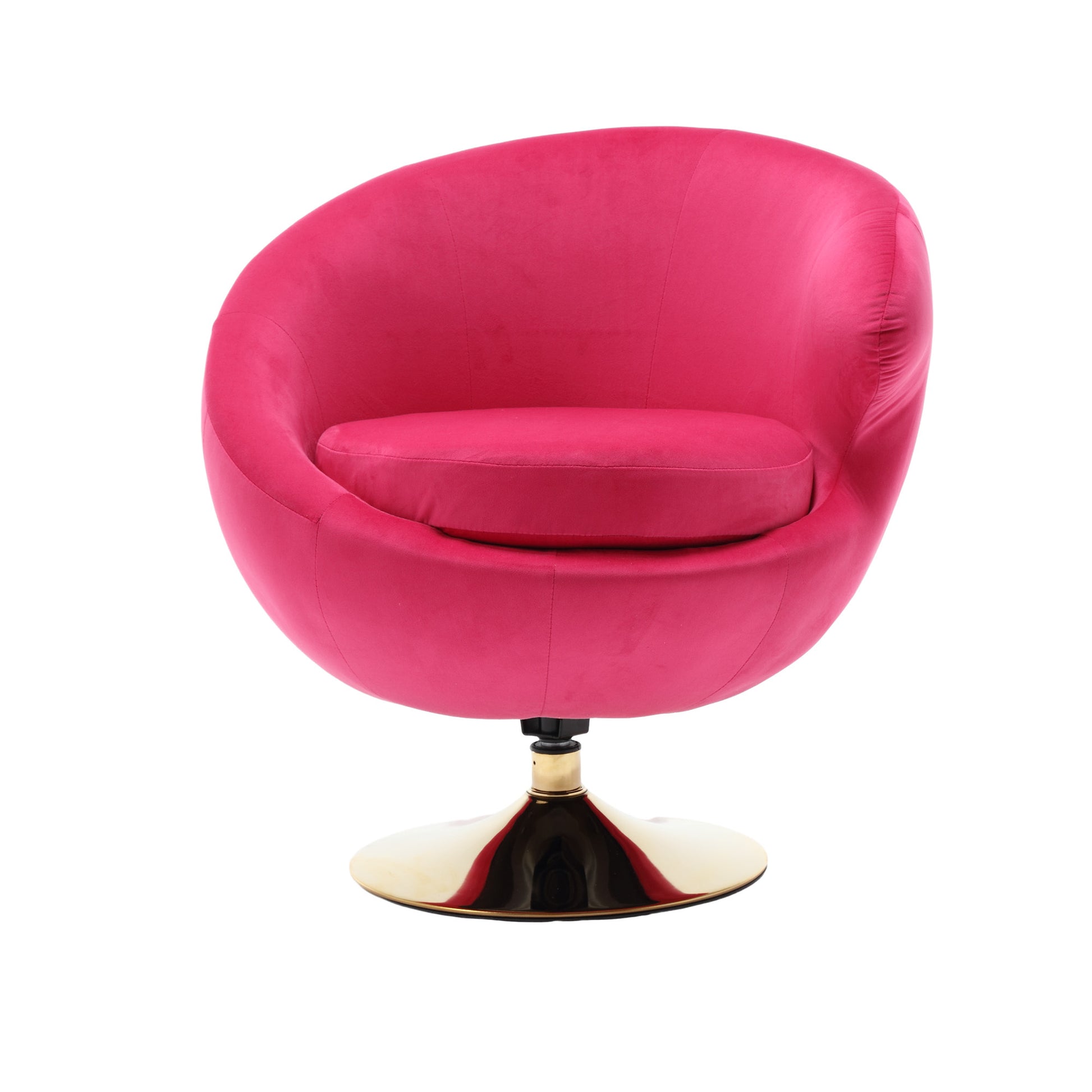 360 Degree Swivel Cuddle Barrel Accent Chairs, Round Armchairs With Wide Upholstered, Fluffy Fabric Chair For Living Room, Bedroom, Office, Waiting Rooms Rose Red Velvet