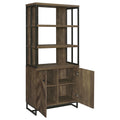 Rustic Oak Herringbone 2 Door Bookcase 3 Brown Standard Horizontal Office Open Back Wood Rustic With Doors Wood